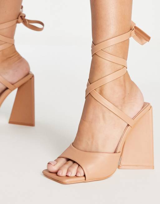 Public desire lace store up block heels