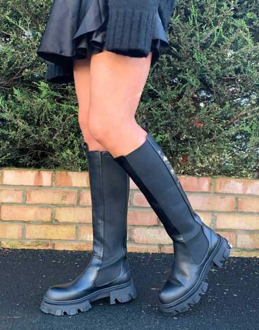 Chunky cheap knee boots