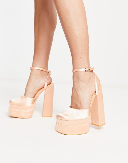 Public Desire - Moonchild - Exclusivité - Sandales à talon et semelle plateforme - Abricot satiné