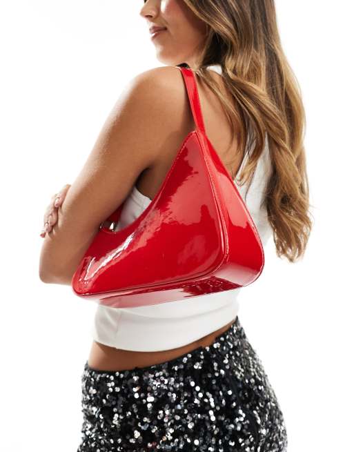 Public Desire – Morgan – Asymmetrische Schultertasche in roter Lackoptik , 4 von 4