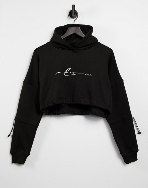 Public Desire motif cropped hoodie in black