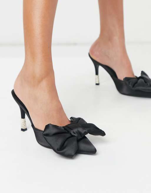 Public Desire mules with bow detail in black