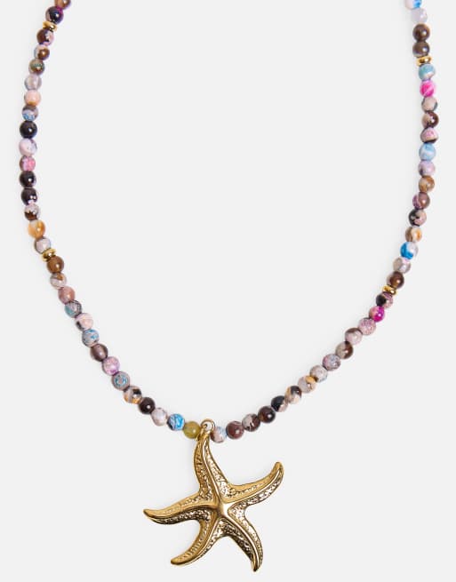 Public Desire Multi coloured beaded starfish detail necklace in multi, 2 of 3