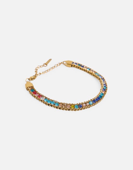 Public Desire Multi coloured diamante bracelet in multi, 2 of 3