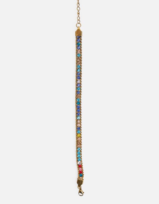 Public Desire Multi coloured diamante bracelet in multi, 3 of 3