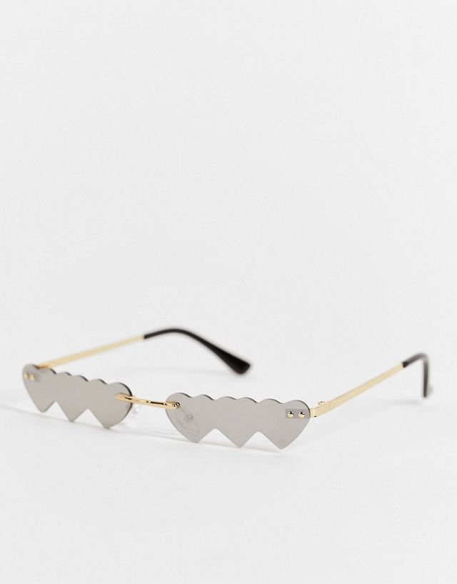 Public Desire multi heart sunglasses in metallic silver