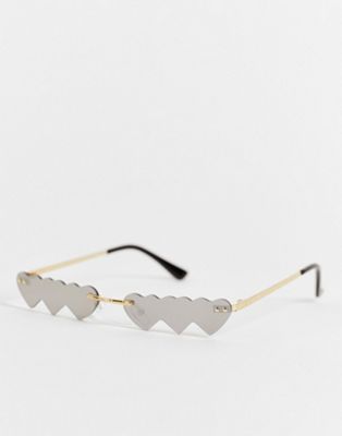 Public Desire multi heart sunglasses in metallic silver - Click1Get2 Promotions