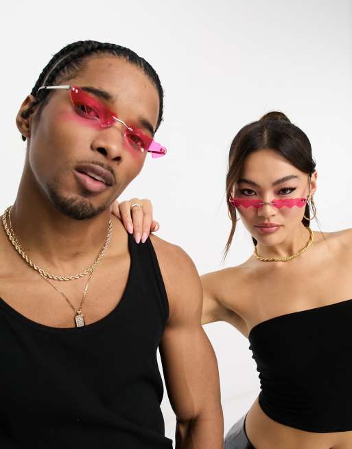 Public Desire multi heart sunglasses in pink 