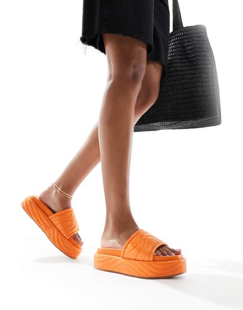Public Desire - Mylo - Flatform-sliders i orange - view 1
