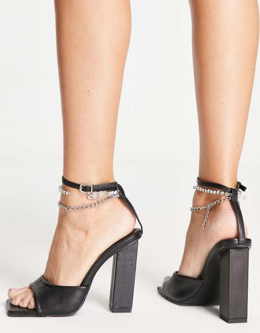 Black double strap online heels