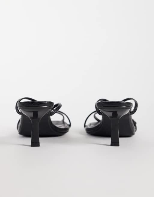 Public Desire Natalya barely there heeled sandals in black croc, 4 of 5