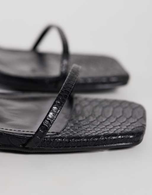 Public Desire Natalya barely there heeled sandals in black croc, 5 of 5