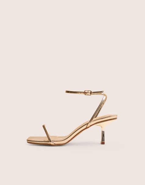 Public Desire Natalya barely there mid heels in gold - view 1