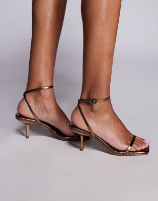 Public Desire Natalya Kitten Heel Barely There Sandals In Brown