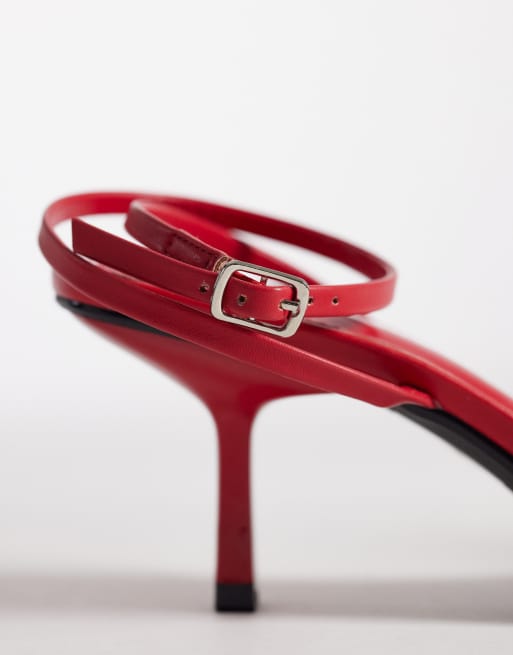 Public Desire - Natalya - Sandali rossi con tacco medio stile minimal, 3 di 4