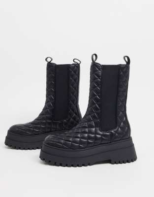 quilted boots black