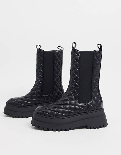 Public Desire Nature quilted chunky boots in black