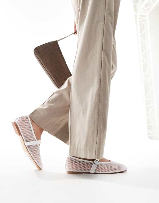 Public Desire – Nelly – Weiße Netz-Ballerinas mit Schnalle, 4 von 4