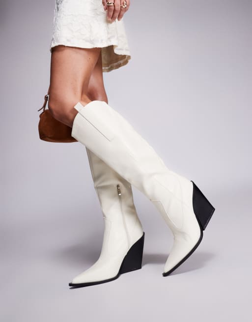 Public Desire Nevada western cowboy pointed toe block heel knee