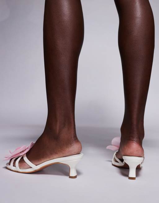 Public Desire Nikah orchid flower kitten heels in cream, 2 of 4
