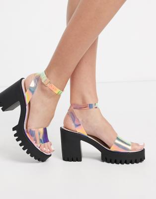 cleated platform block heels