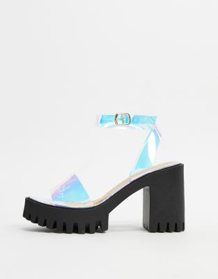 cleated platform block heels