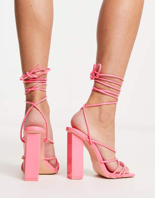 Public Desire Nyla Block Heeled Strappy Sandals In Pink