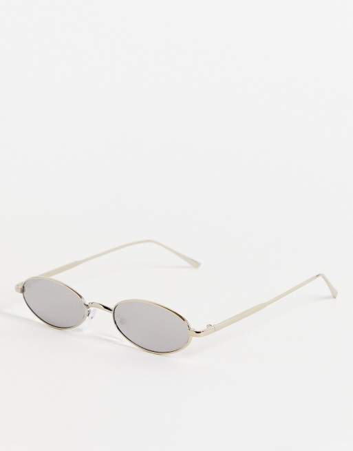 Public Desire - Occhiali da sole piccoli ovali argento metallico