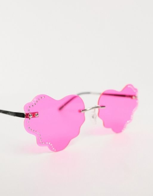 Public Desire - Occhiali da sole rosa acceso con design a cuore ondulato