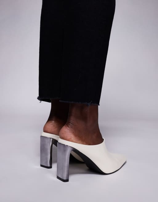 Public Desire Orianna pointed mules in cream, 4 of 4