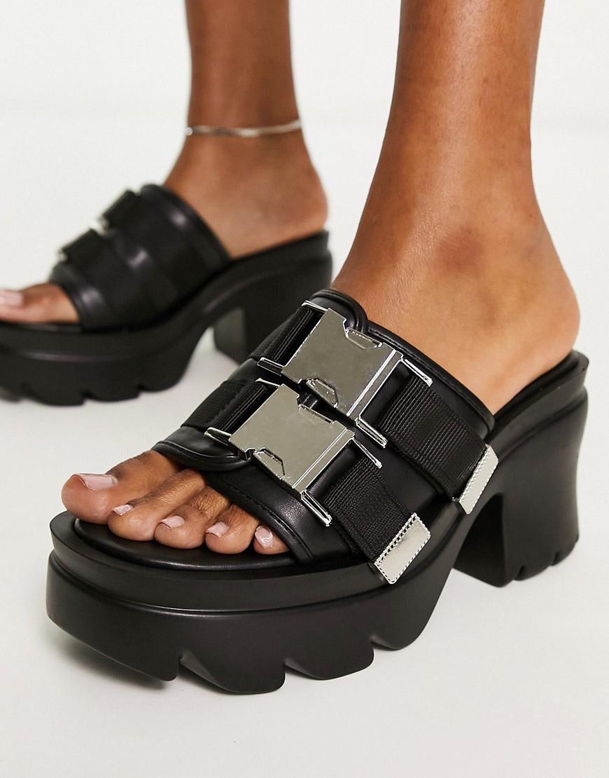 Public Desire Oslo chunky heeled sandals in black