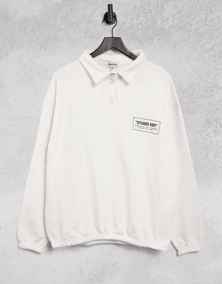 Public Desire oversized logo polo shirt in white
