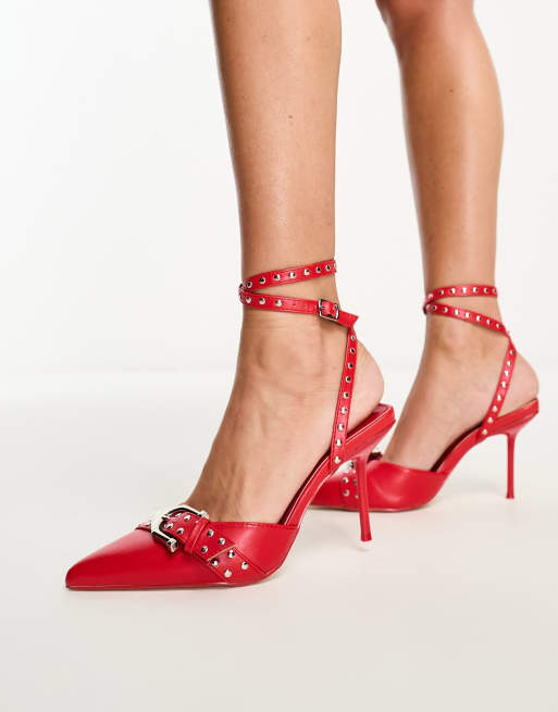 Red buckle heels sale