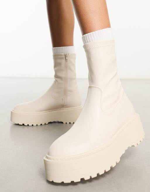 Public Desire Pabla Bottines avec semelle chunky Blanc cass