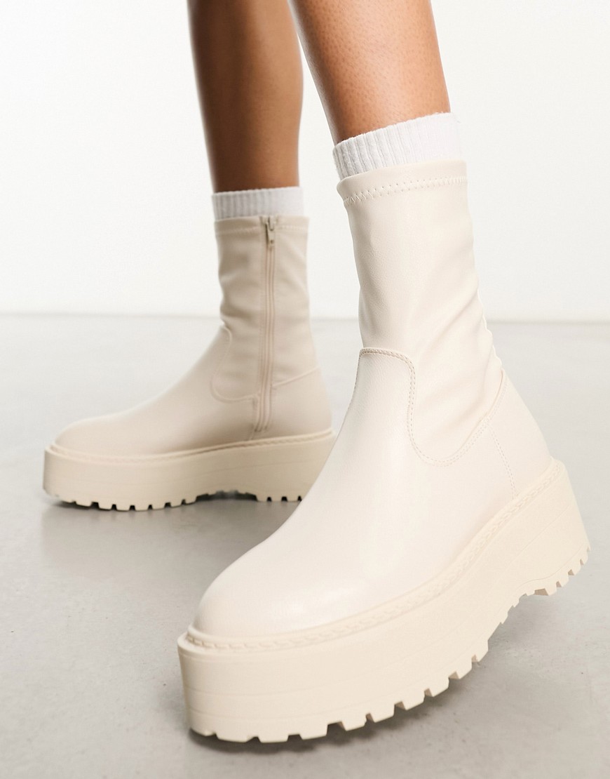 Public Desire Pabla Chunky Sole Ankle Boots In Off-white