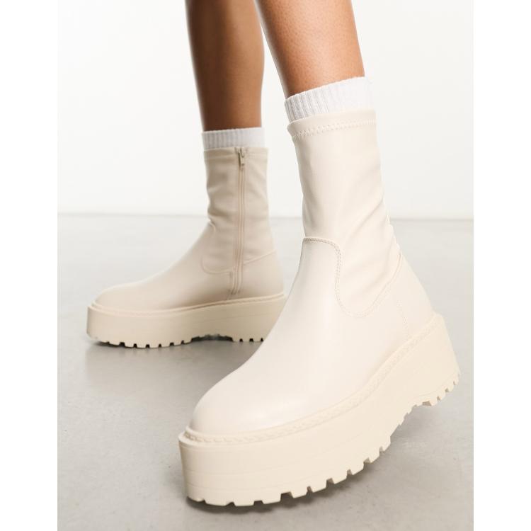 White chunky outlet boots platform