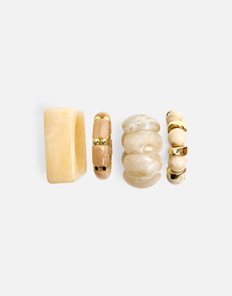 Public Desire Pack of four resin bangles in beige - view 1