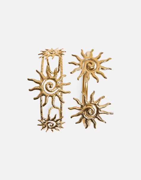 Public Desire Pack of two sun adjustable bangles in gold - view 1