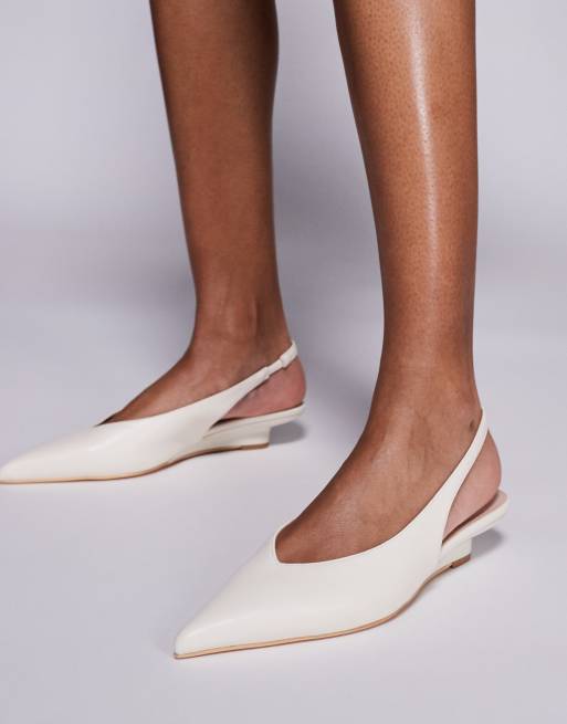 Public Desire Paphos sling back low wedge kitten heels in cream, 2 of 4