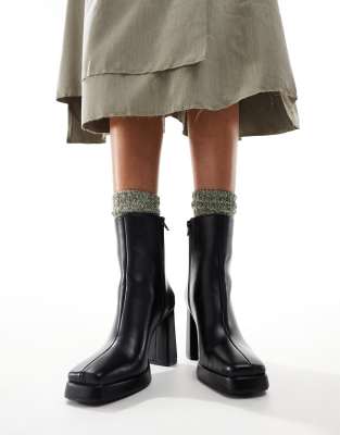 Patty2 - Bottines à talon, bout carré et semelle plateforme - Noir 39