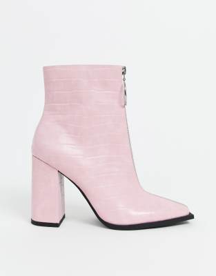 rose pink ankle boots