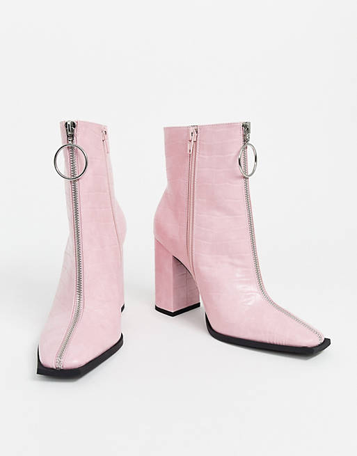 Public Desire - Pink ankelstøvler med lynlås detaljer | ASOS