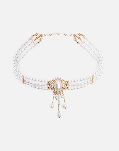 Public Desire Pearl choker with diamante detail in pearl - view 1