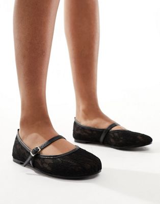  Pirouette lace mary jane ballet flats 