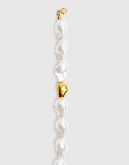 Public Desire Plated adjustable pearl bracelet in pearl, 2 of 3