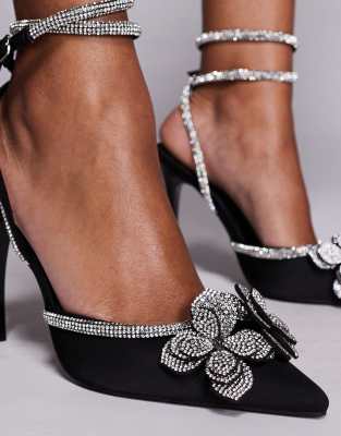 Public Desire Plunge Embellished Heeled Shoes In Black