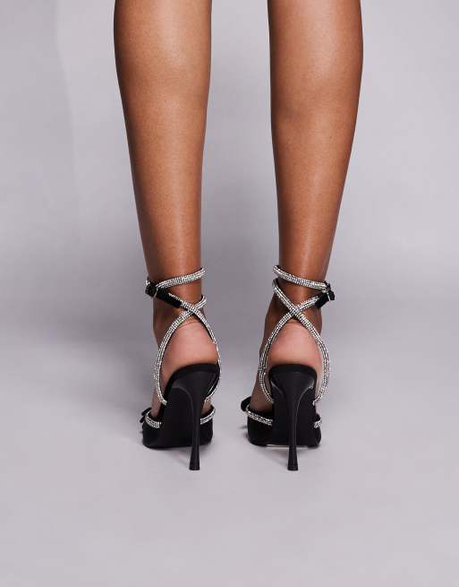 Public Desire plunge embellished heeled shoes in black, 3 of 4