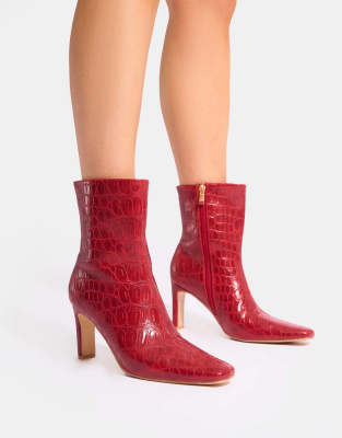  Polaris croc snipped toe ankle boots in rec croc