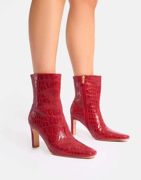 Public Desire Polaris croc snipped toe ankle boots in rec croc - view 1