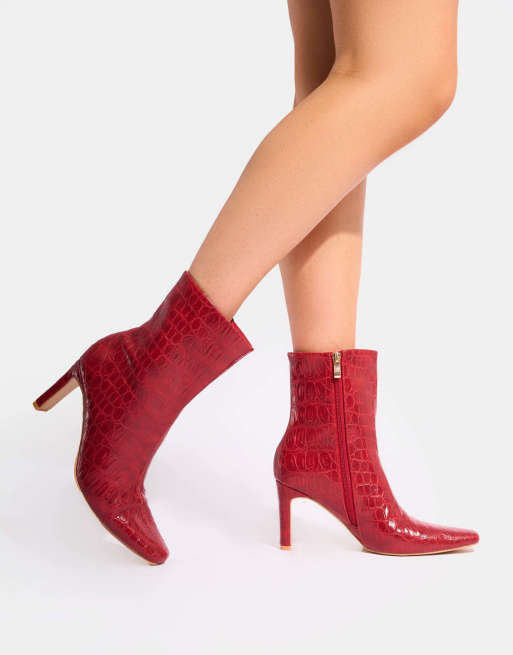Public Desire Polaris croc snipped toe ankle boots in rec croc, 2 of 4
